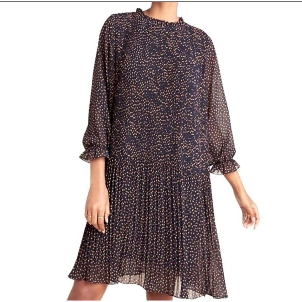 Anthropologie Vega Mini Dress Navy Orange Stars Size 2